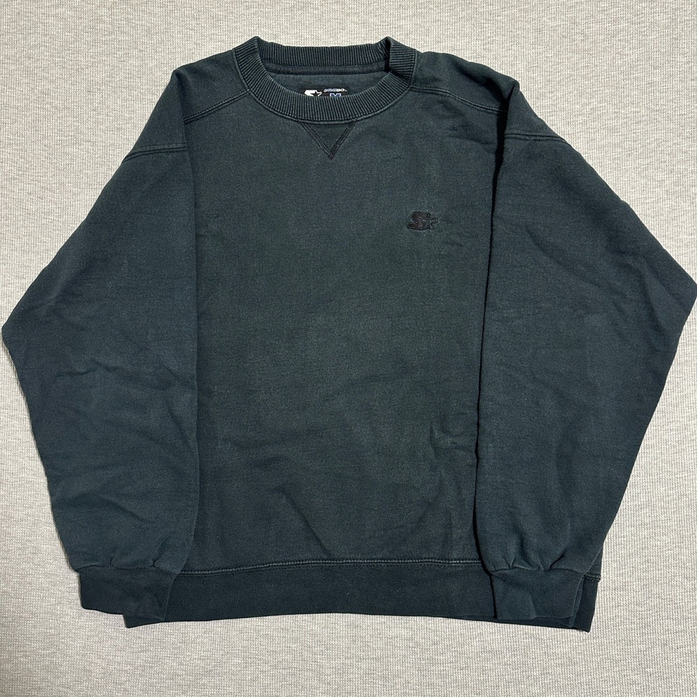 Starter PRO80 Heavyweight Crewneck Sweatshirt Embroidered Logo Black Mens Size M